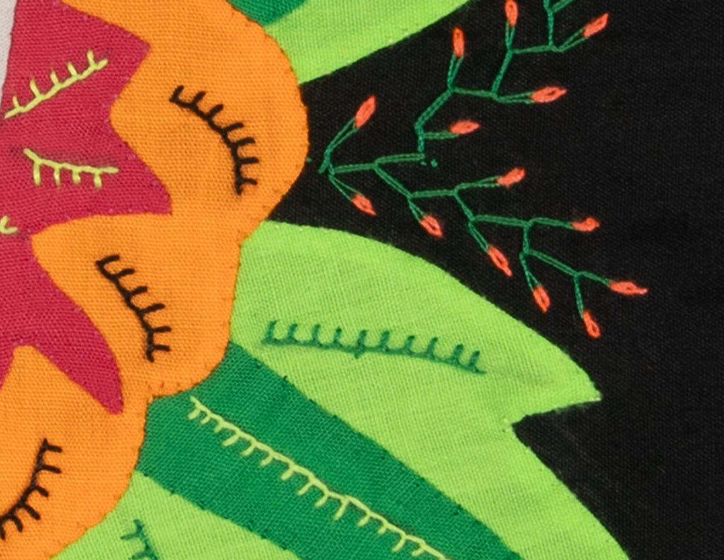 Multi-Color Floral Flower Orange And Green Molita