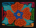 Multi-Color Floral Flower Orange And Blue Molita