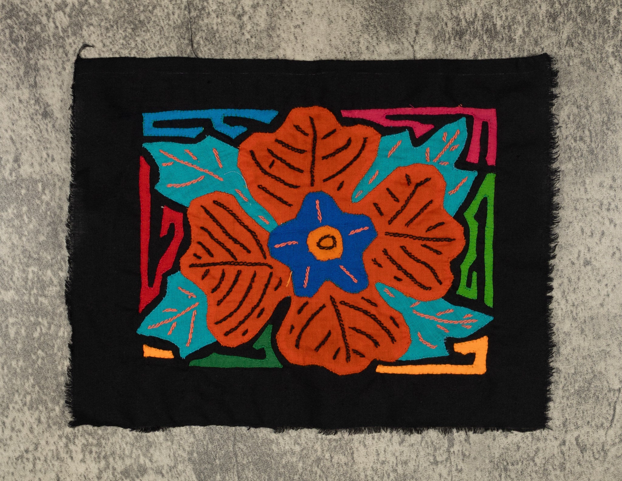 Multi-Color Floral Flower Orange And Blue Molita