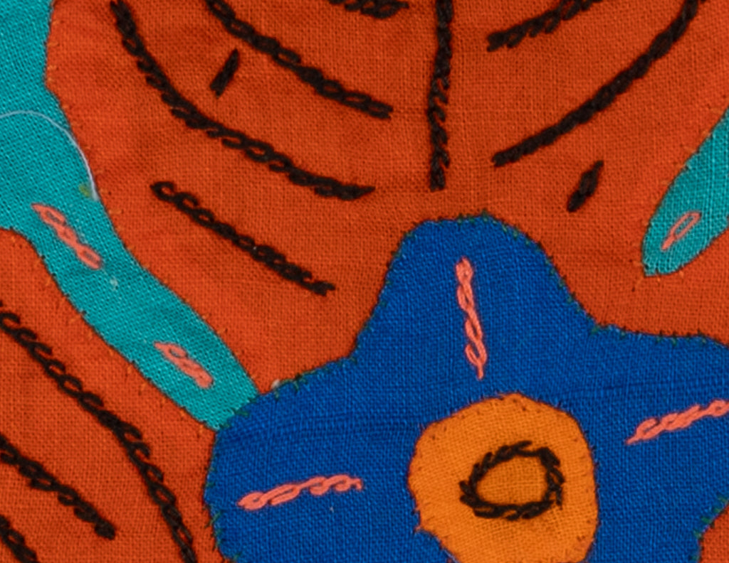 Multi-Color Floral Flower Orange And Blue Molita