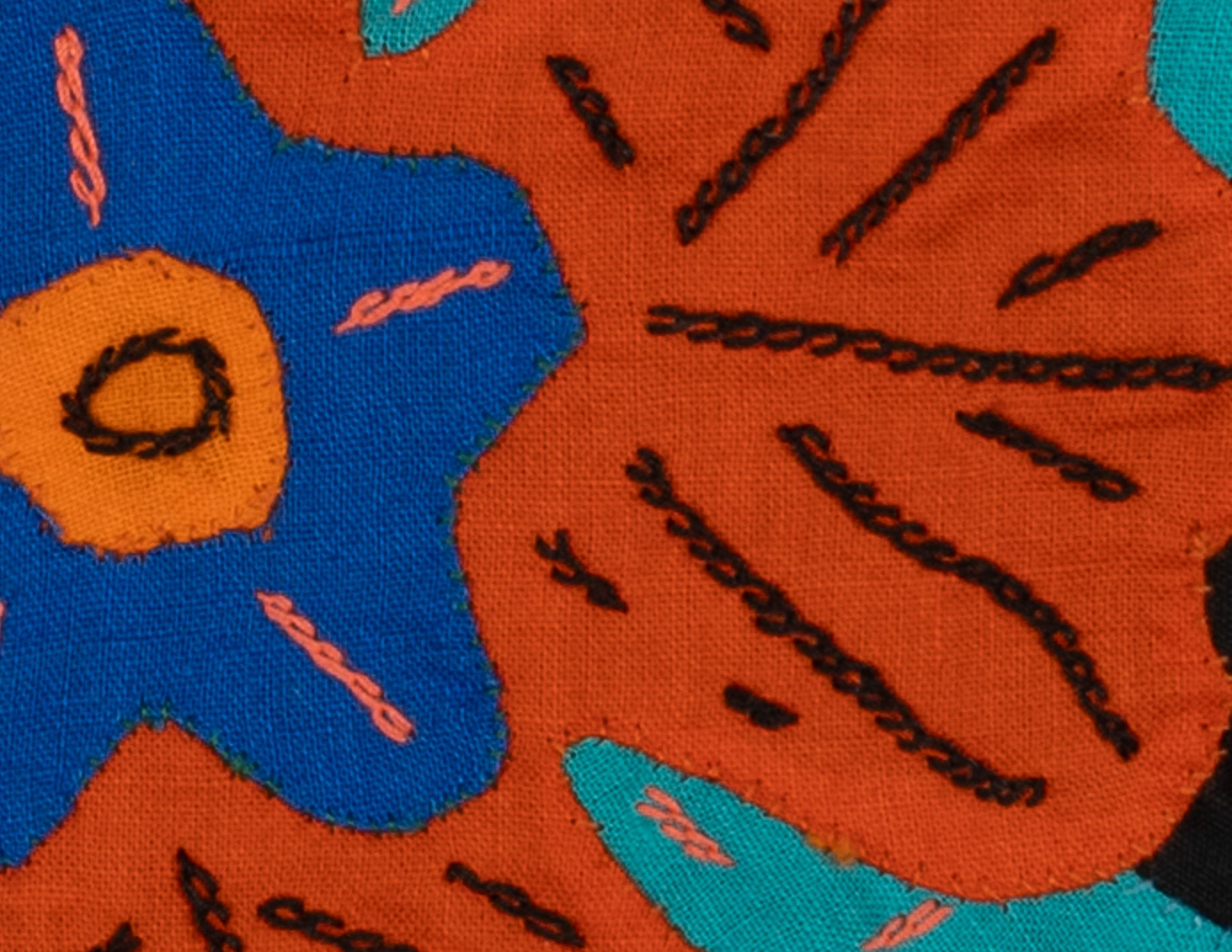 Multi-Color Floral Flower Orange And Blue Molita
