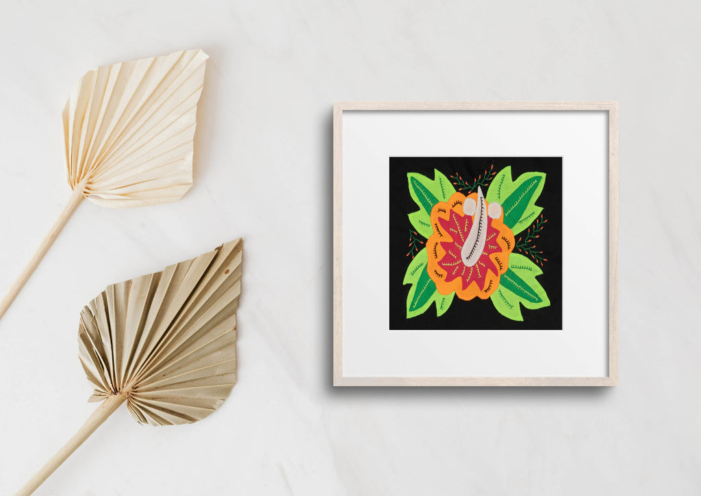 Multi-Color Floral Flower Orange And Green Molita