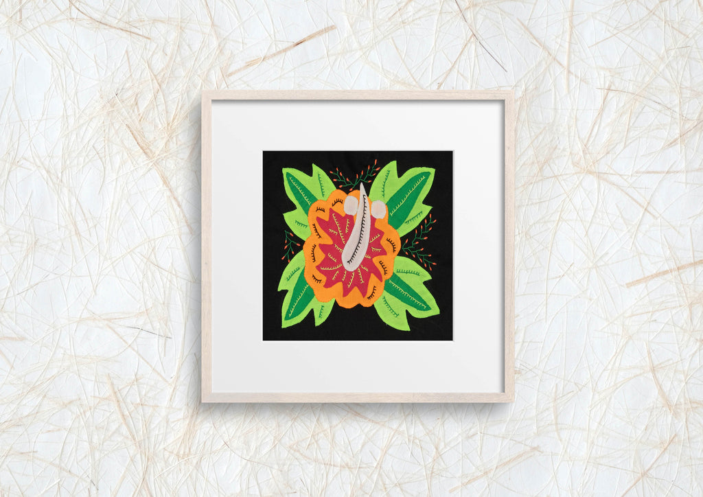 Multi-Color Floral Flower Orange And Green Molita