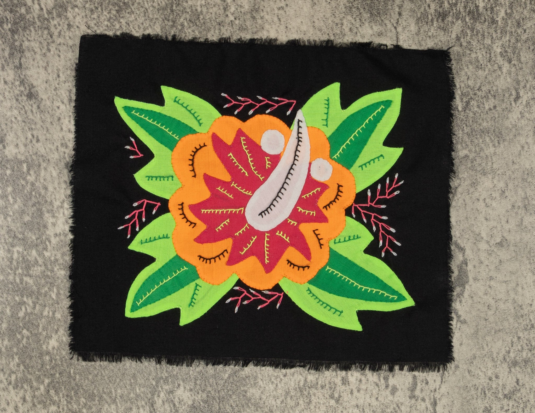 Multi-Color Floral Flower Orange And Green Molita