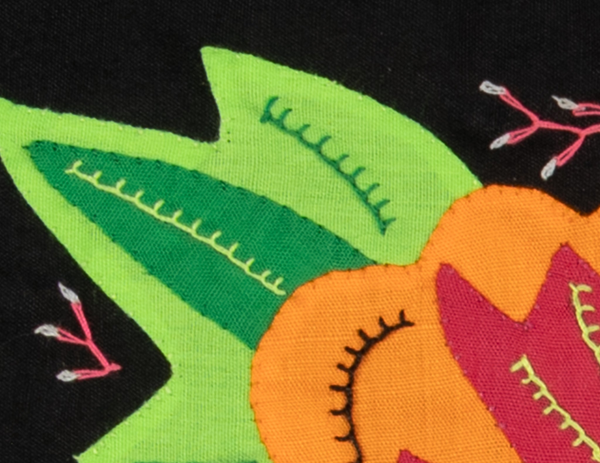 Multi-Color Floral Flower Orange And Green Molita