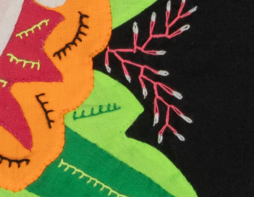 Multi-Color Floral Flower Orange And Green Molita