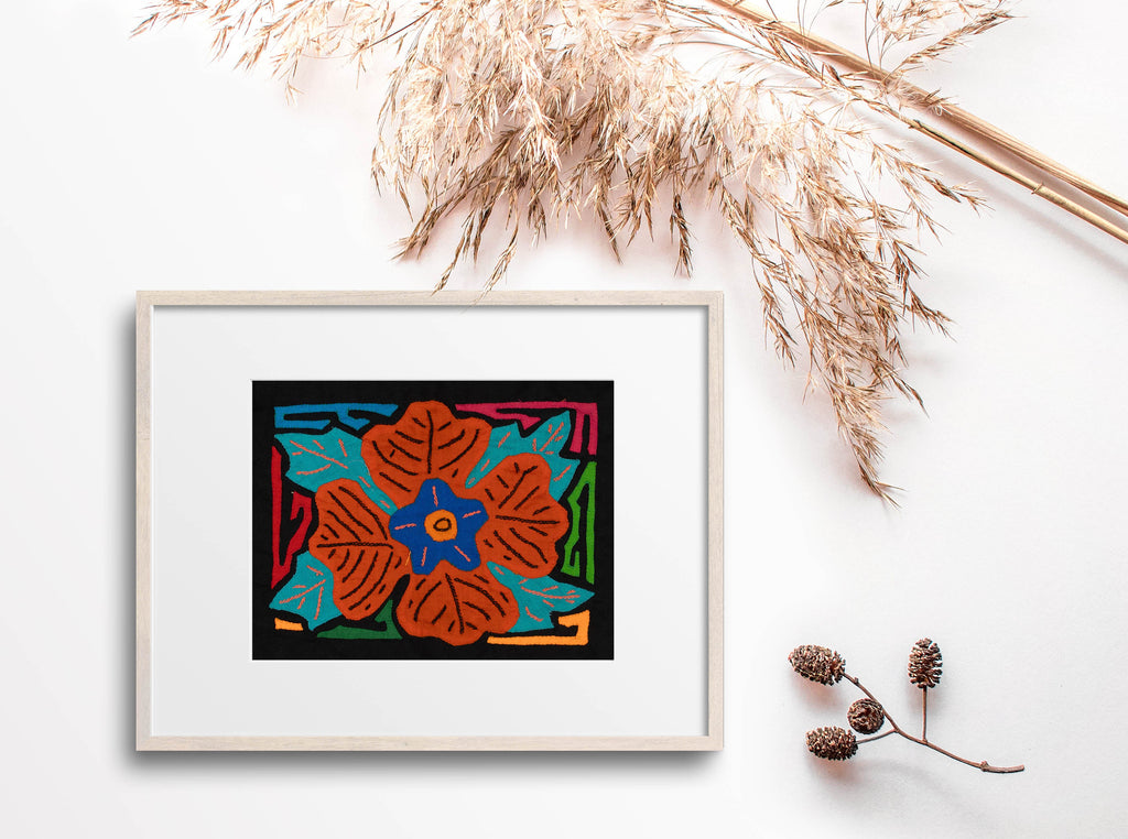 Multi-Color Floral Flower Orange And Blue Molita