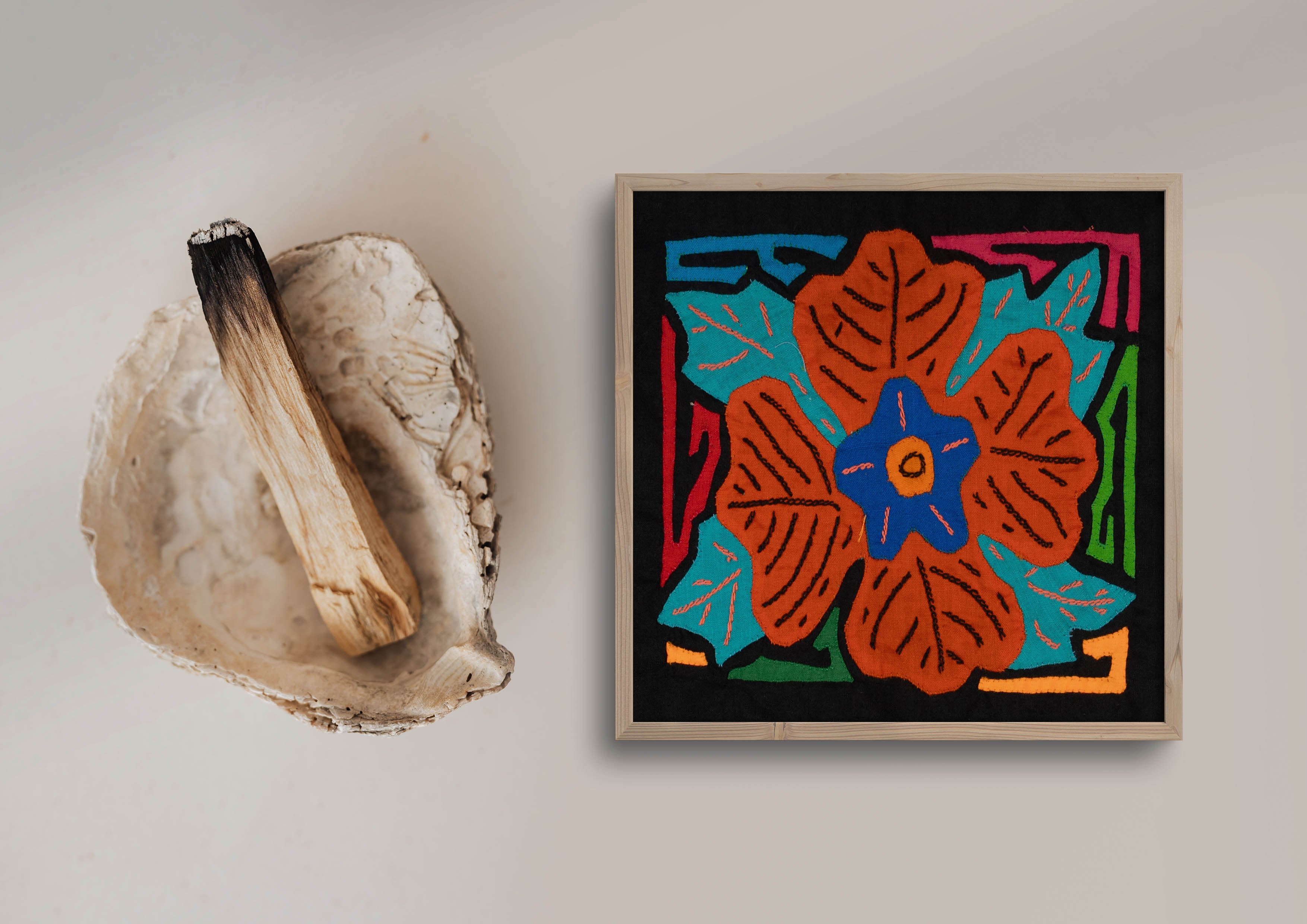 Multi-Color Floral Flower Orange And Blue Molita
