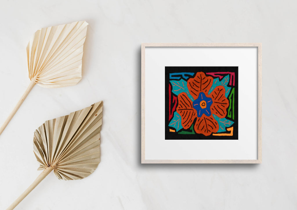 Multi-Color Floral Flower Orange And Blue Molita