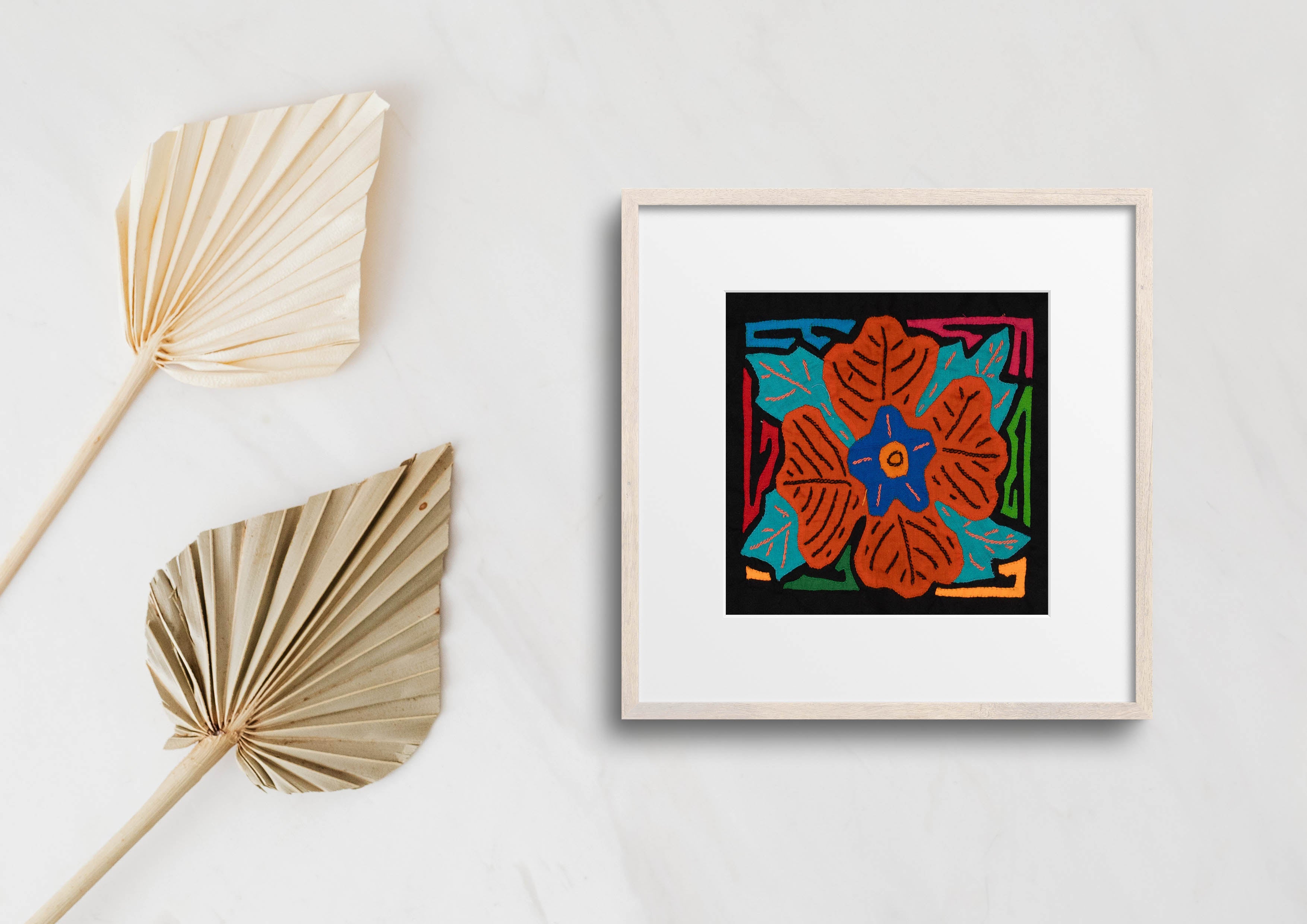 Multi-Color Floral Flower Orange And Blue Molita