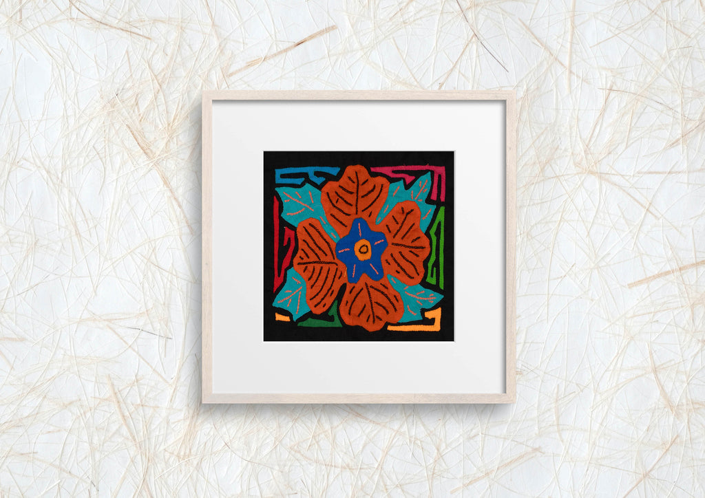 Multi-Color Floral Flower Orange And Blue Molita
