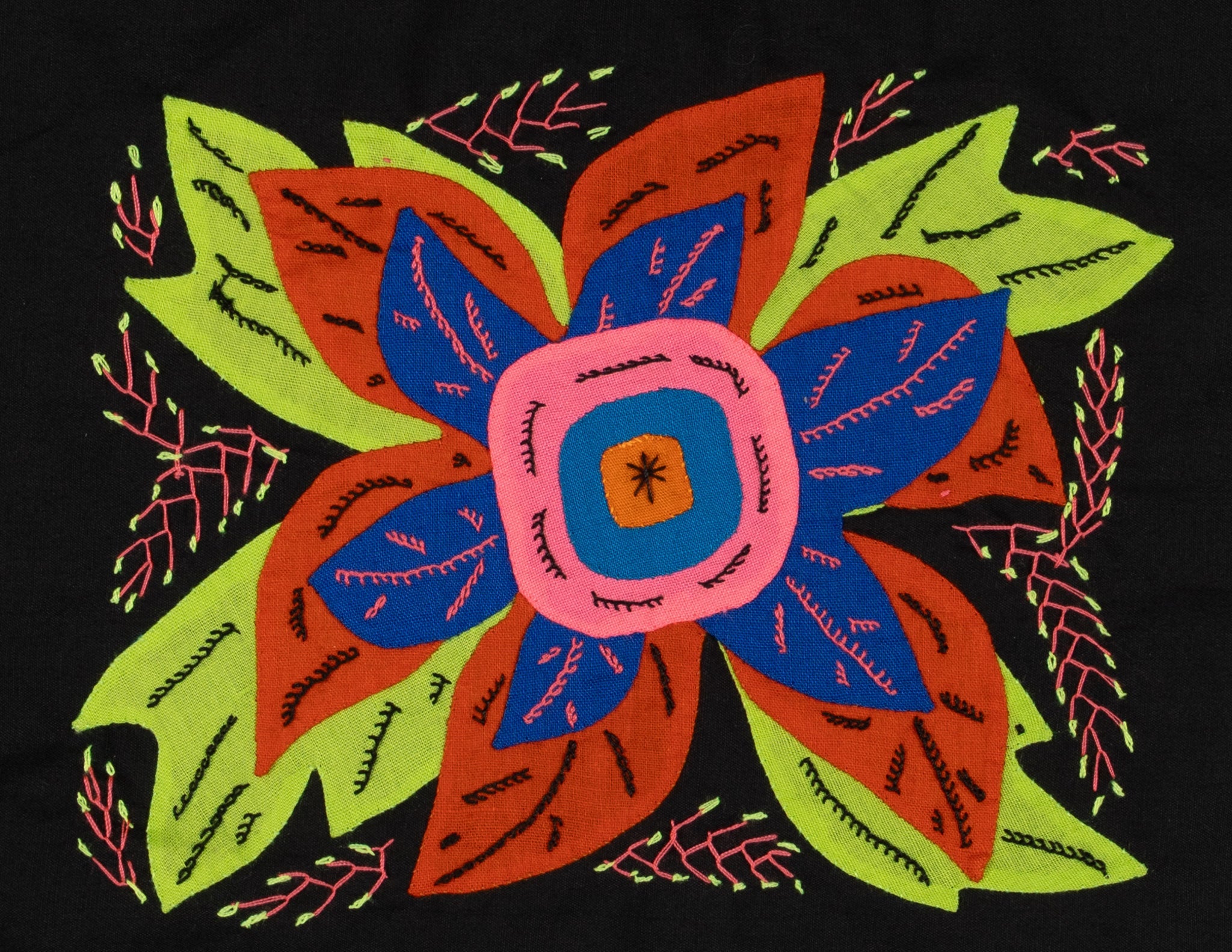 Multi-Color Floral Flower Orange And Blue Molita