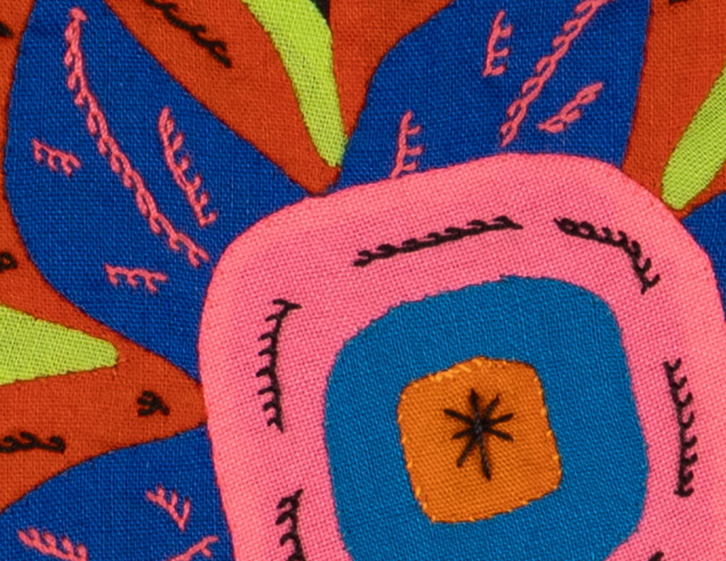 Multi-Color Floral Flower Orange And Blue Molita