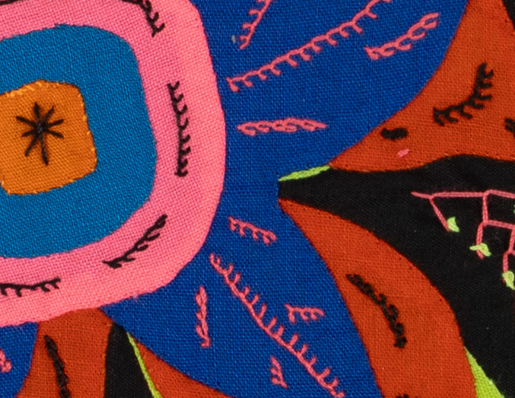 Multi-Color Floral Flower Orange And Blue Molita