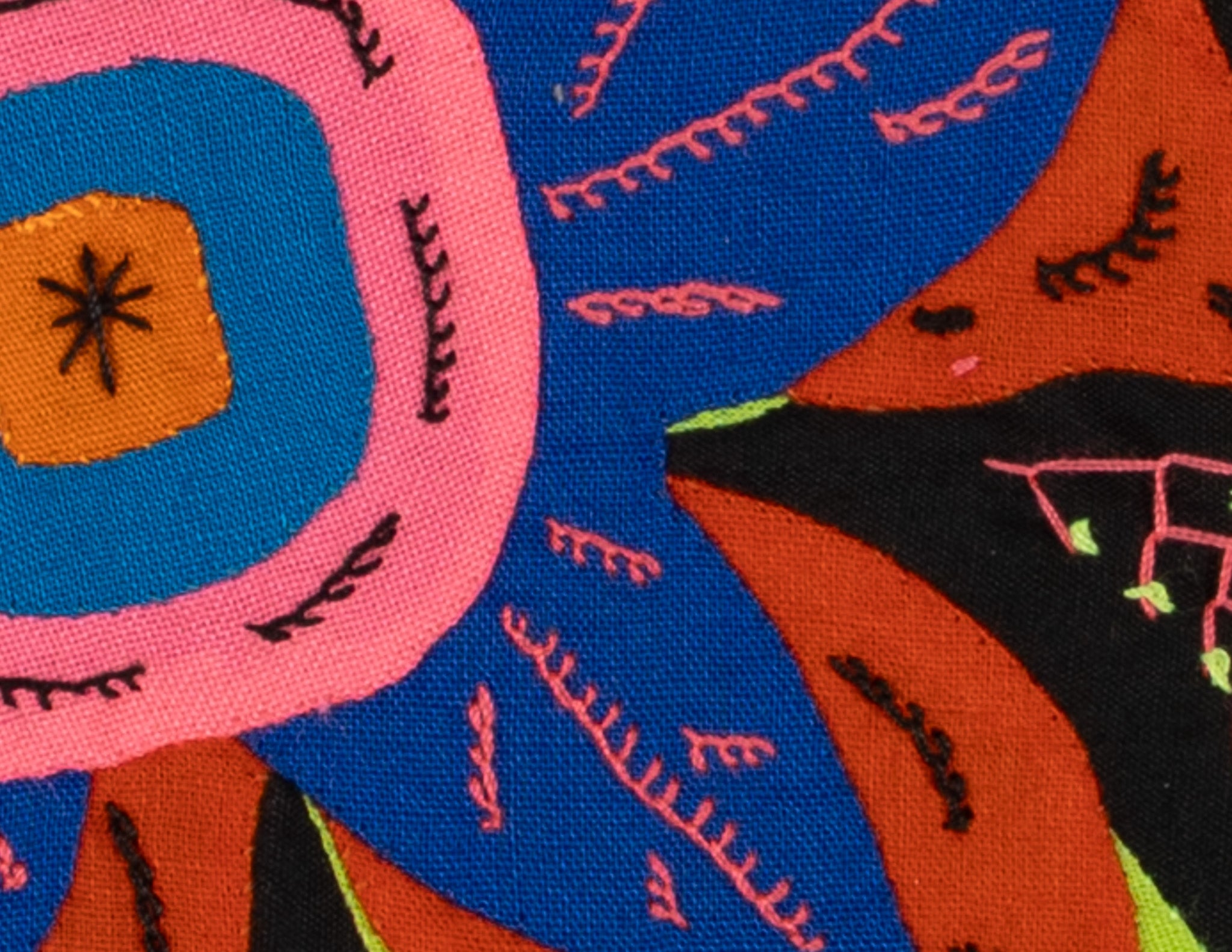 Multi-Color Floral Flower Orange And Blue Molita