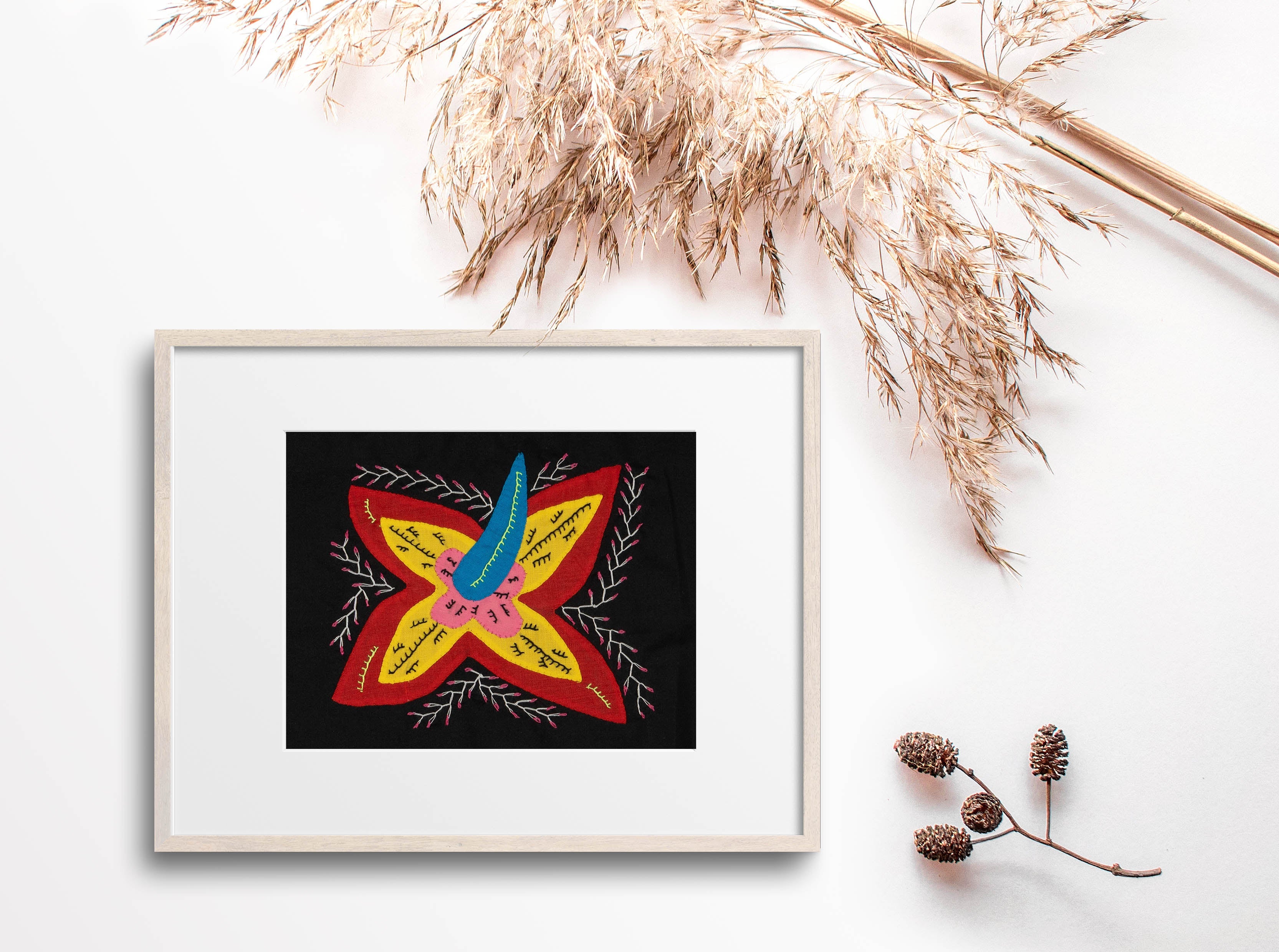Multi-Color Floral Flower Red And Yellow Molita