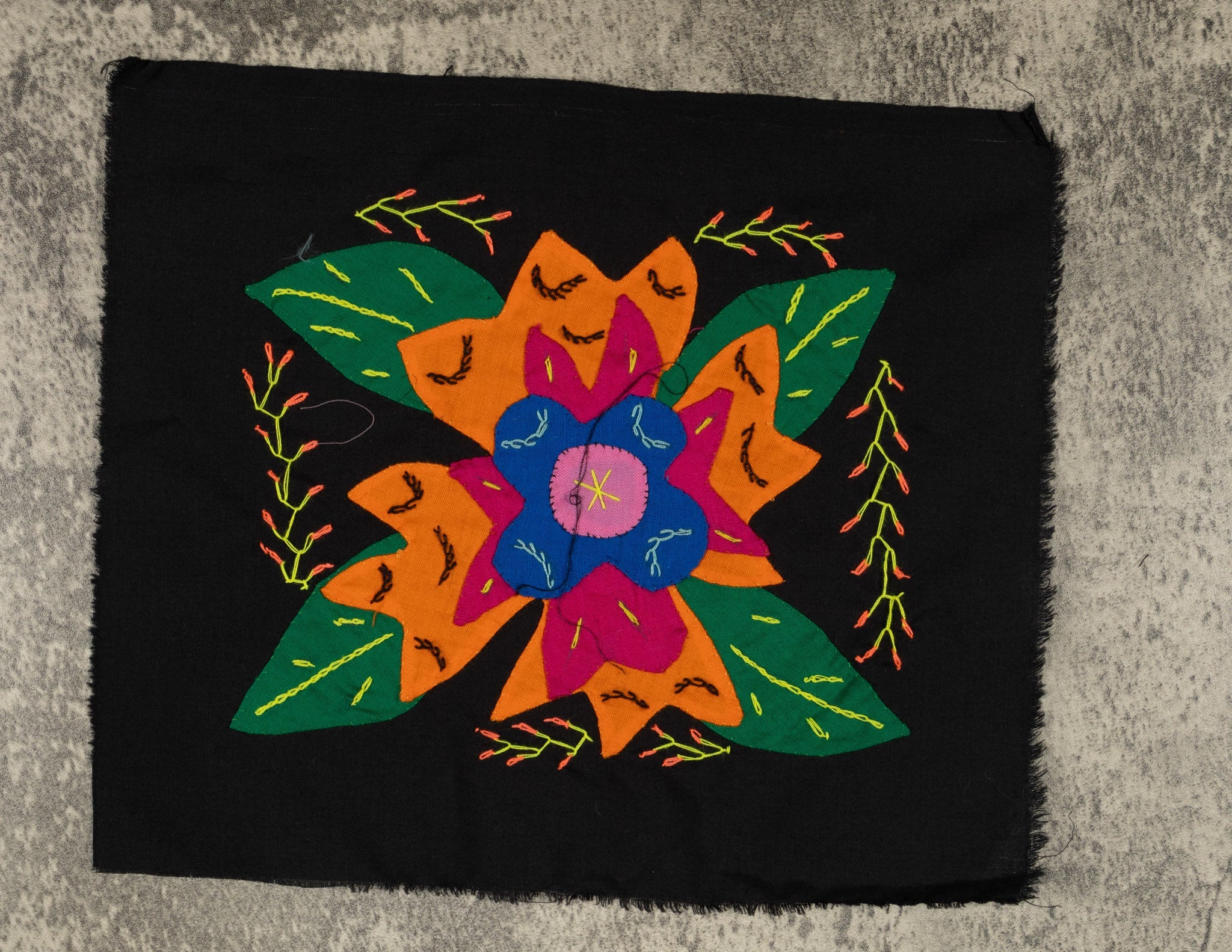 Multi-Color Floral Flower Orange And Blue Molita