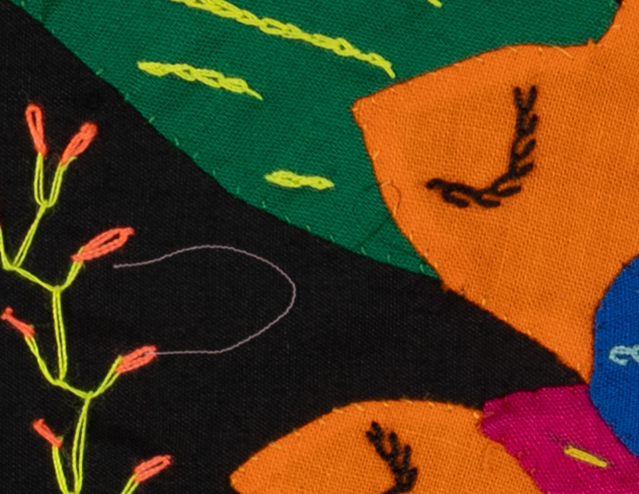 Multi-Color Floral Flower Orange And Blue Molita