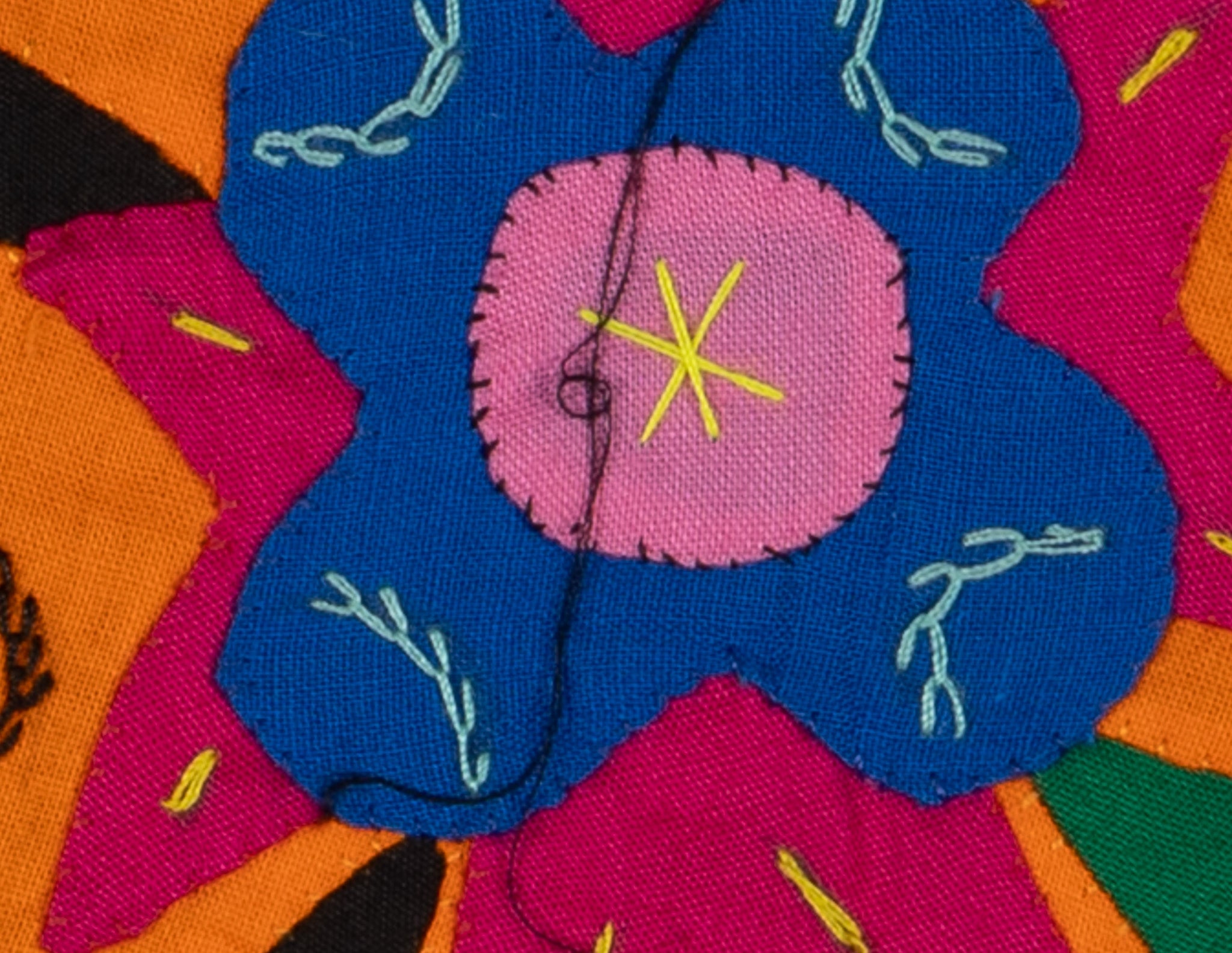 Multi-Color Floral Flower Orange And Blue Molita