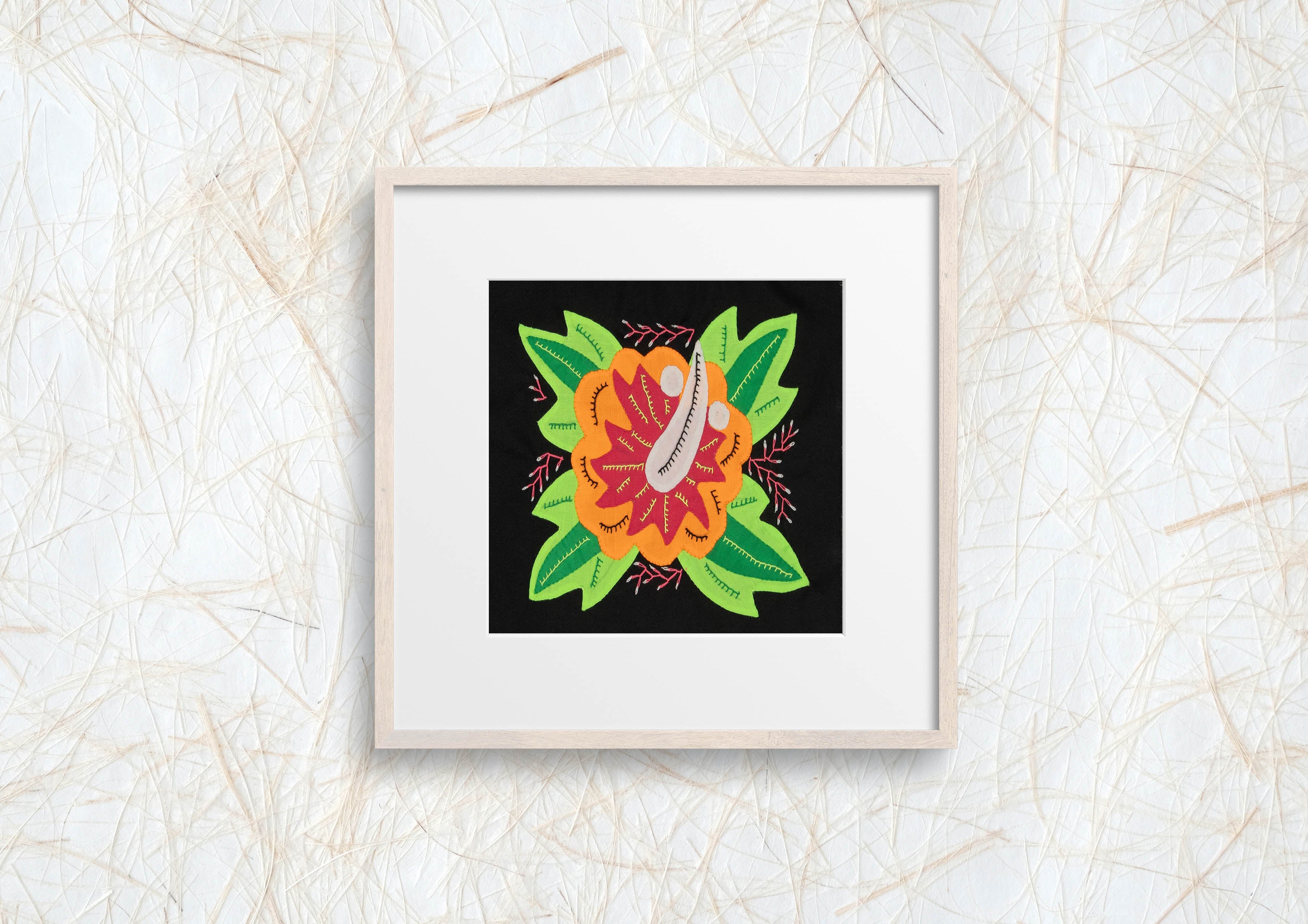 Multi-Color Floral Flower Orange And Green Molita
