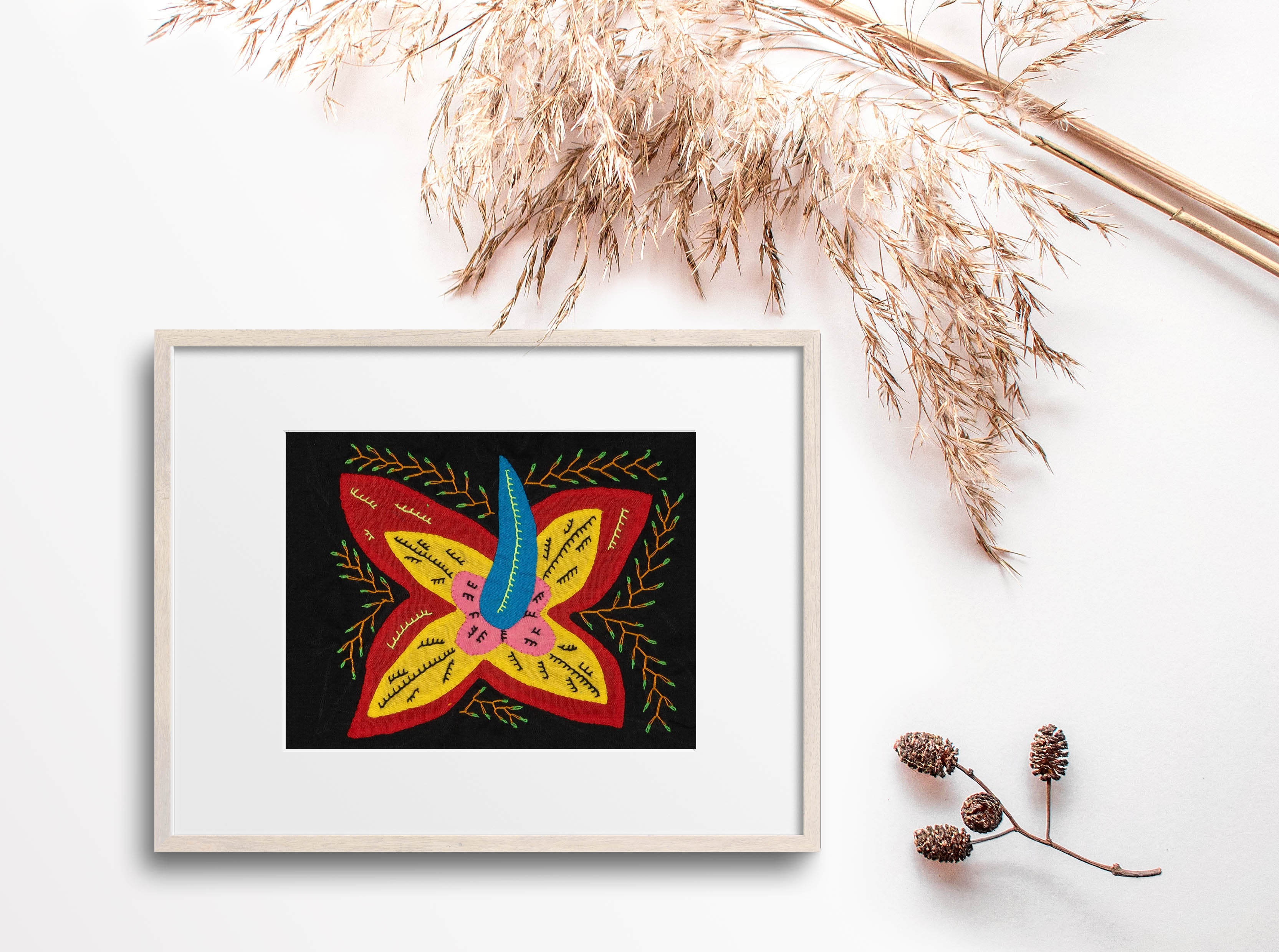 Multi-Color Floral Flower Red And Yellow Molita