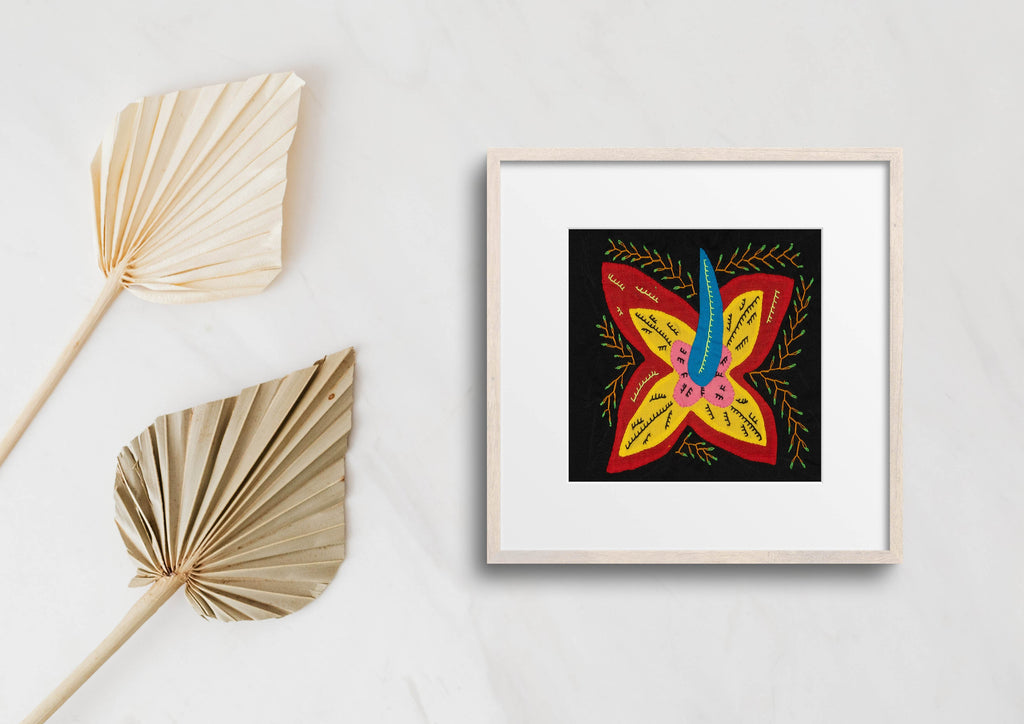 Multi-Color Floral Flower Red And Yellow Molita