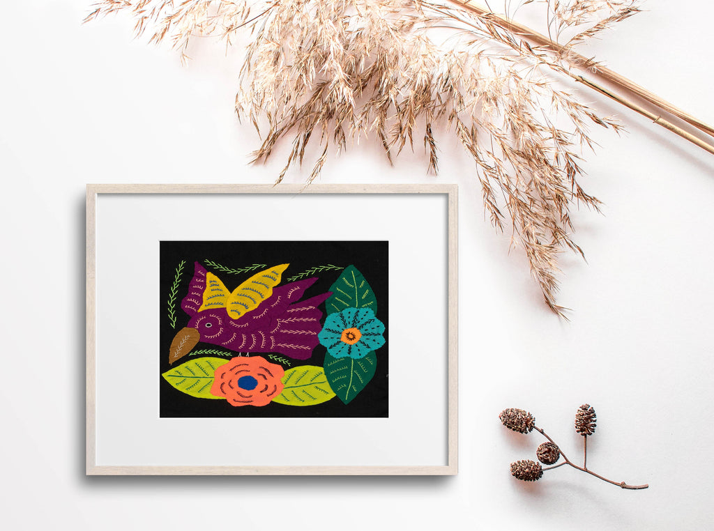 Multi-Color Hummingbird Maroon And Yellow Molita