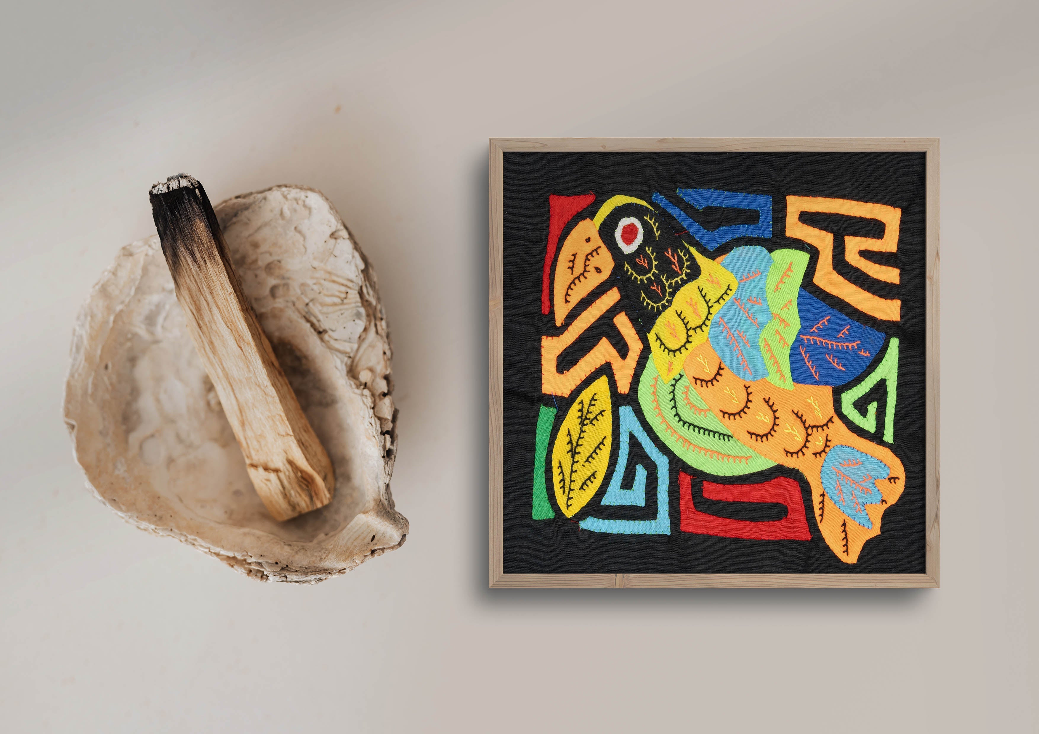 Multicolor Black Blue And Orange Bird Molita