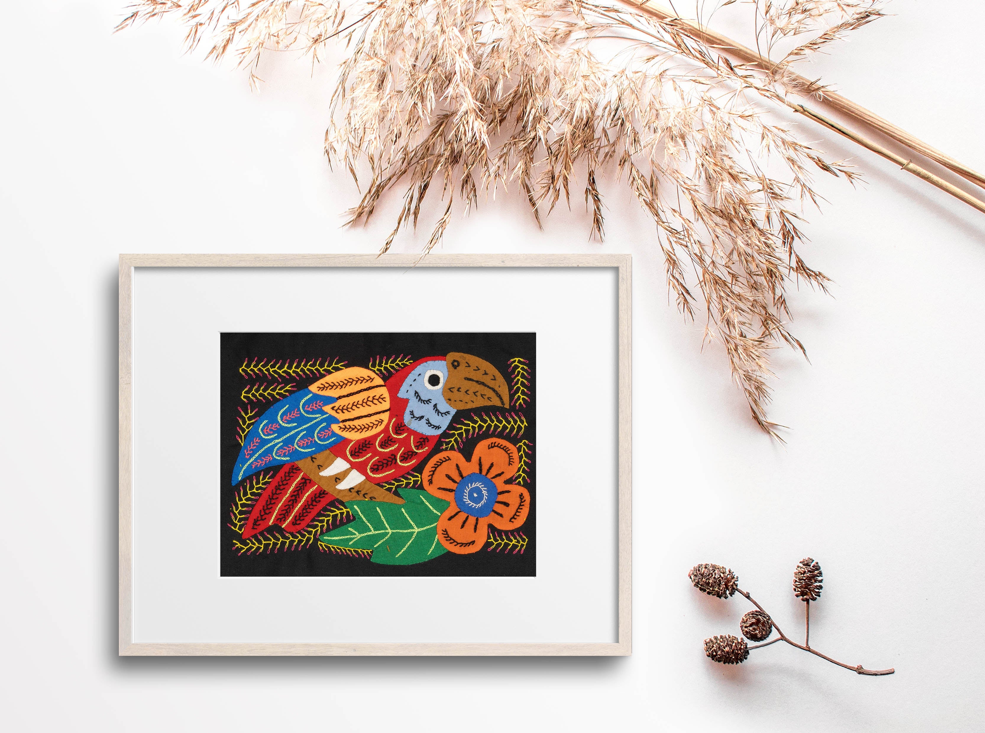 Multicolor Red Gold And Blue Bird Molita