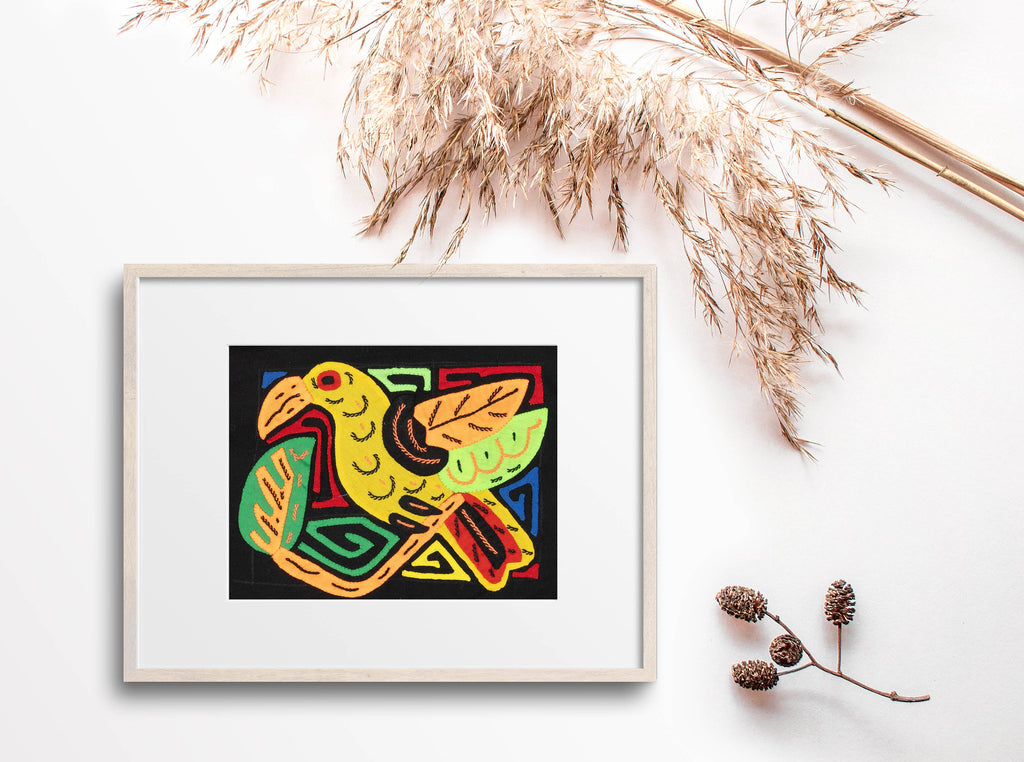 Multicolor Black Orange And Yellow Bird Molita