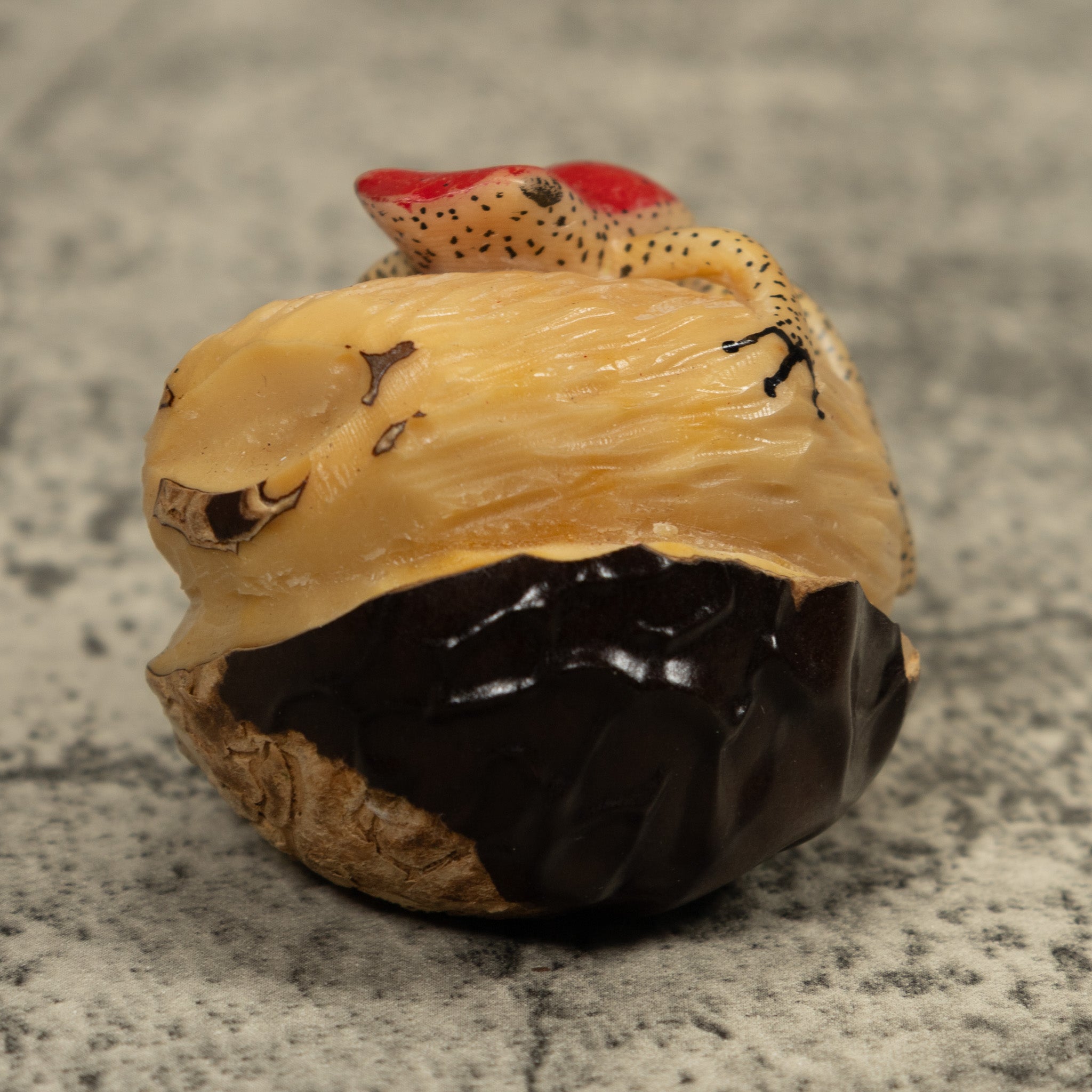 Red And Beige Frog Tagua Carving