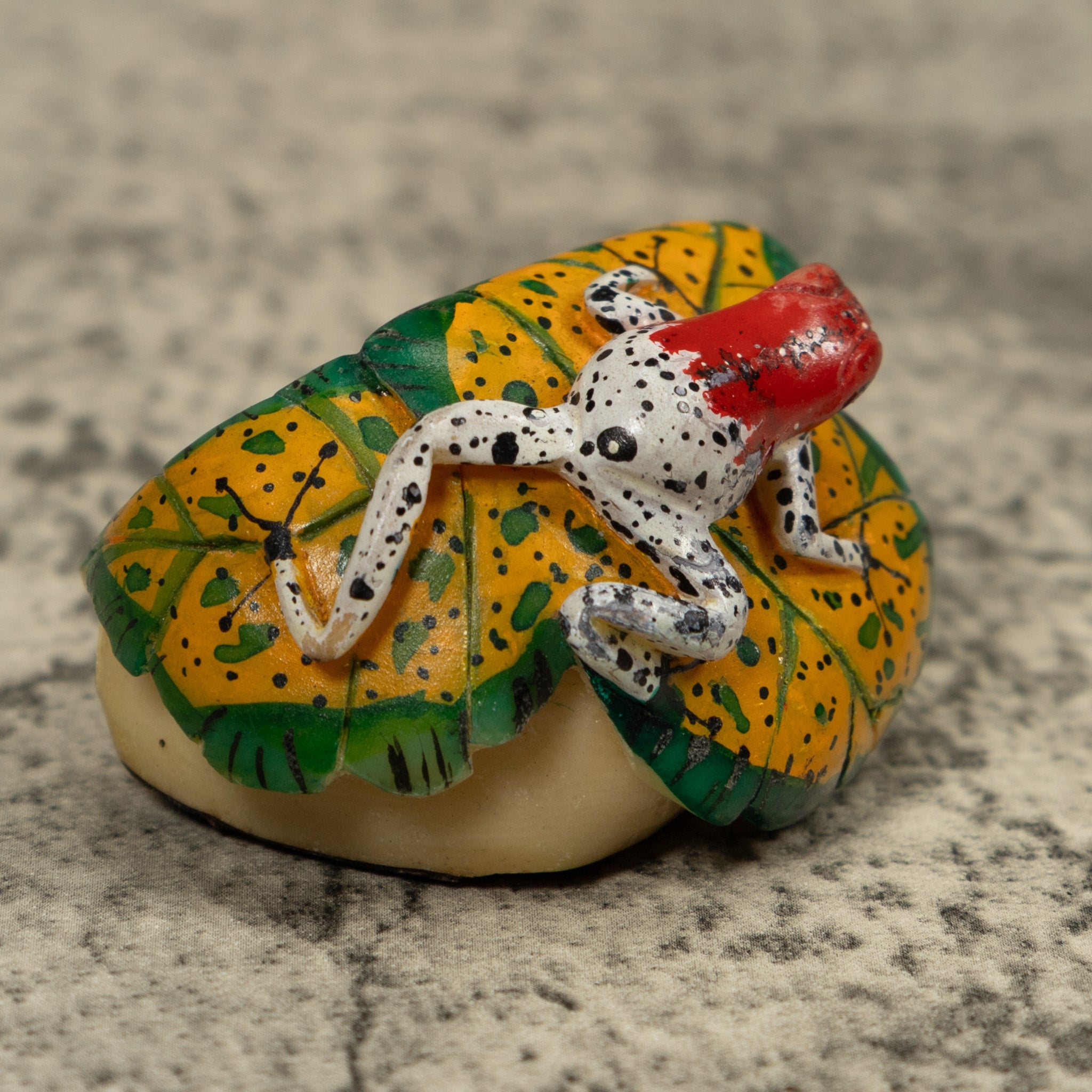Red And White Frog Tagua Carving