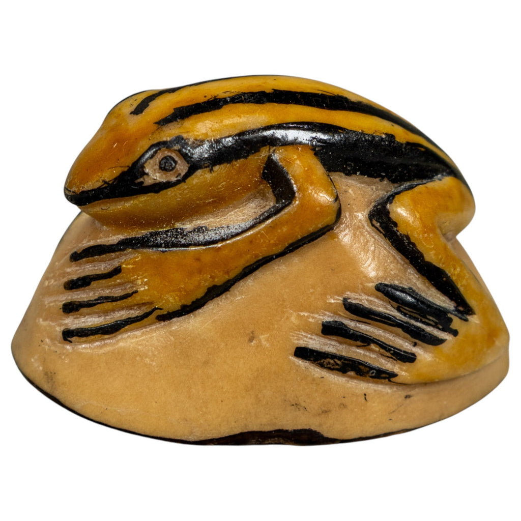 Vintage Black And Gold Rainforest Frog Tagua Carving