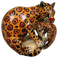 Black And Orange Jaguar Cat With Kitten Tagua Carving