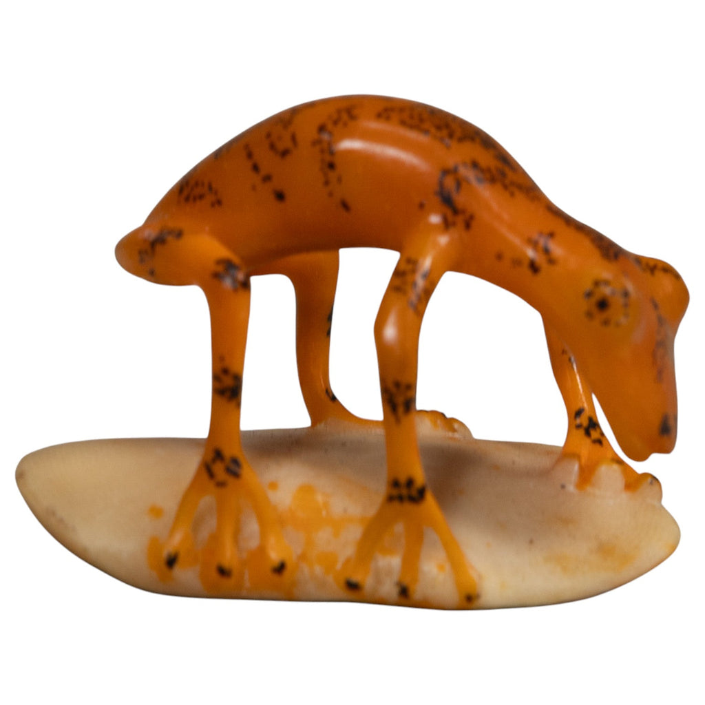 Orange And Black Undercut Frog Tagua Carving