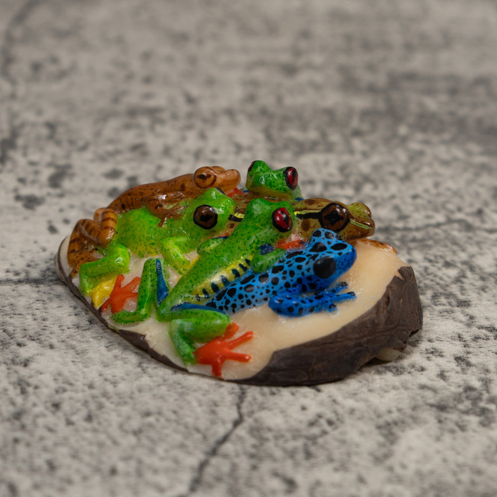 Six Poison Dart Frog Tagua Carving