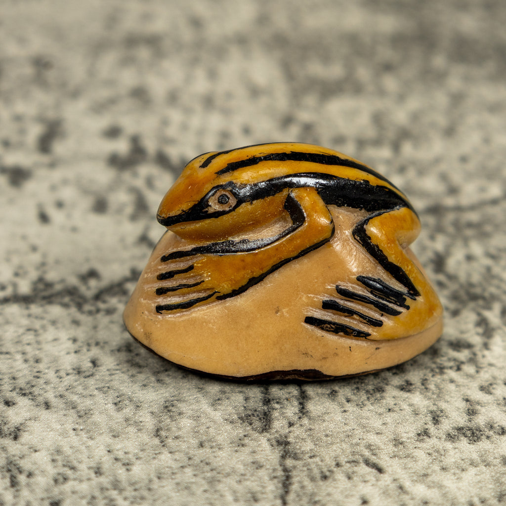 Vintage Black And Gold Rainforest Frog Tagua Carving