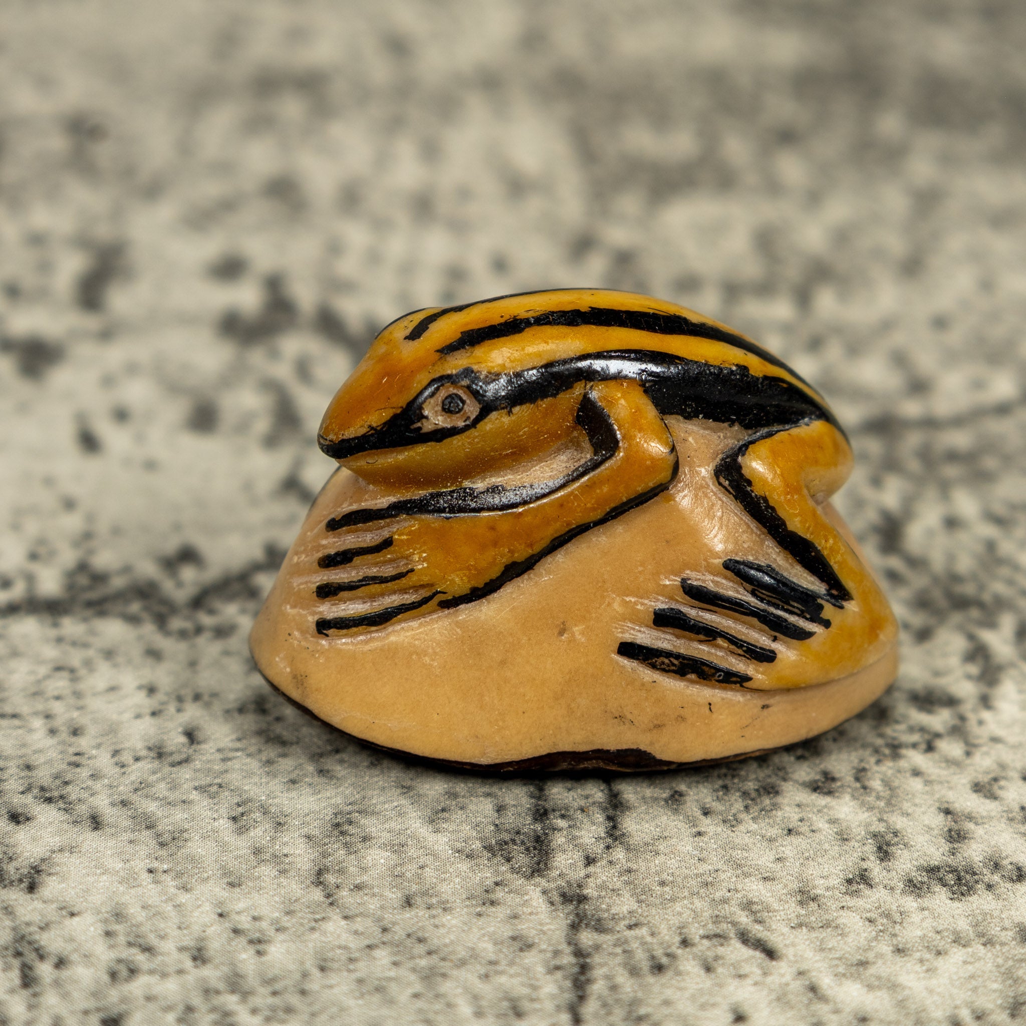 Vintage Black And Gold Rainforest Frog Tagua Carving