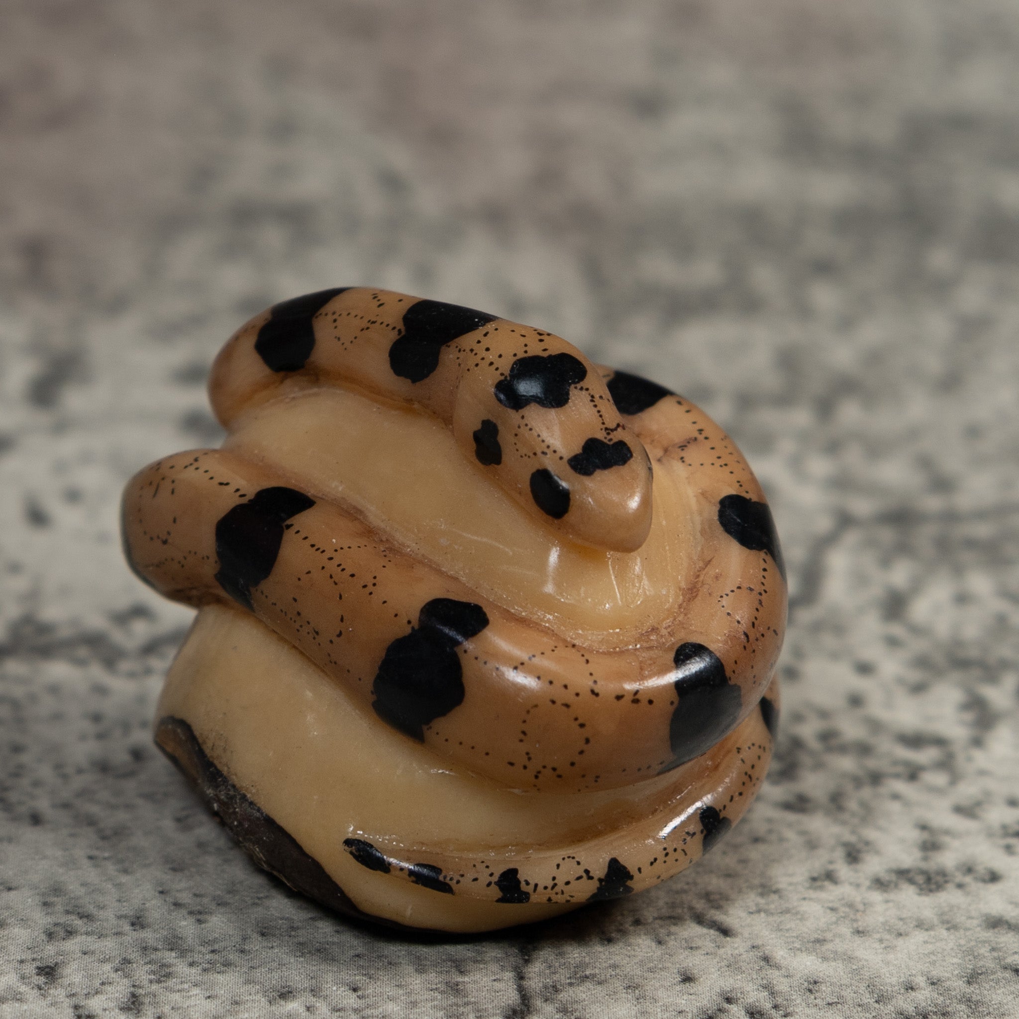 Vintage Black And Tan Snake Tagua Carving
