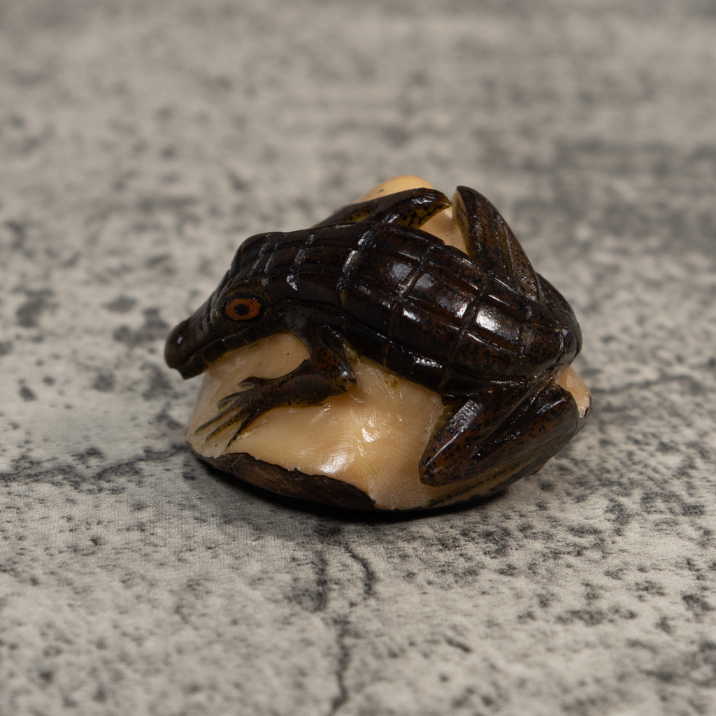Brown And Black Alligator Crocodile Tagua Carving