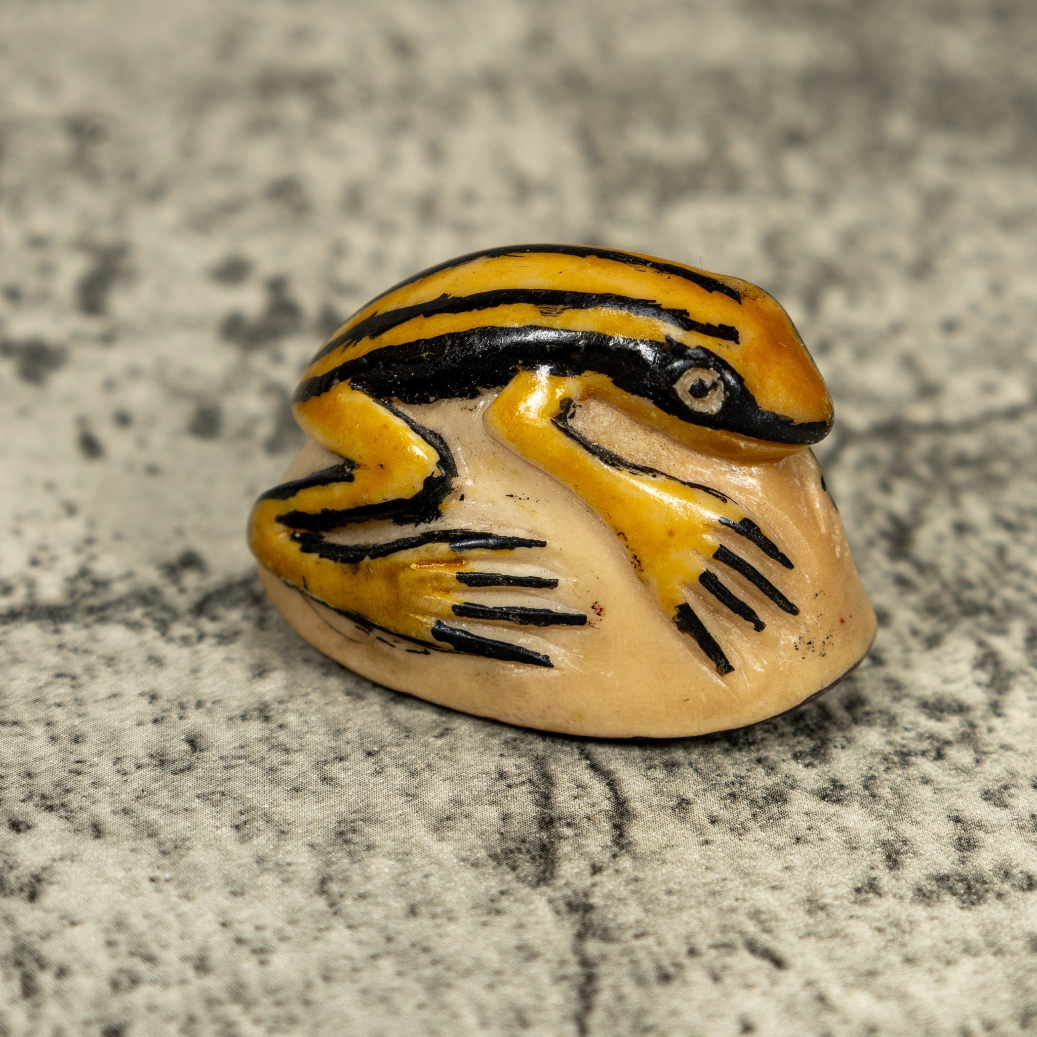 Vintage Black And Gold Rainforest Frog Tagua Carving