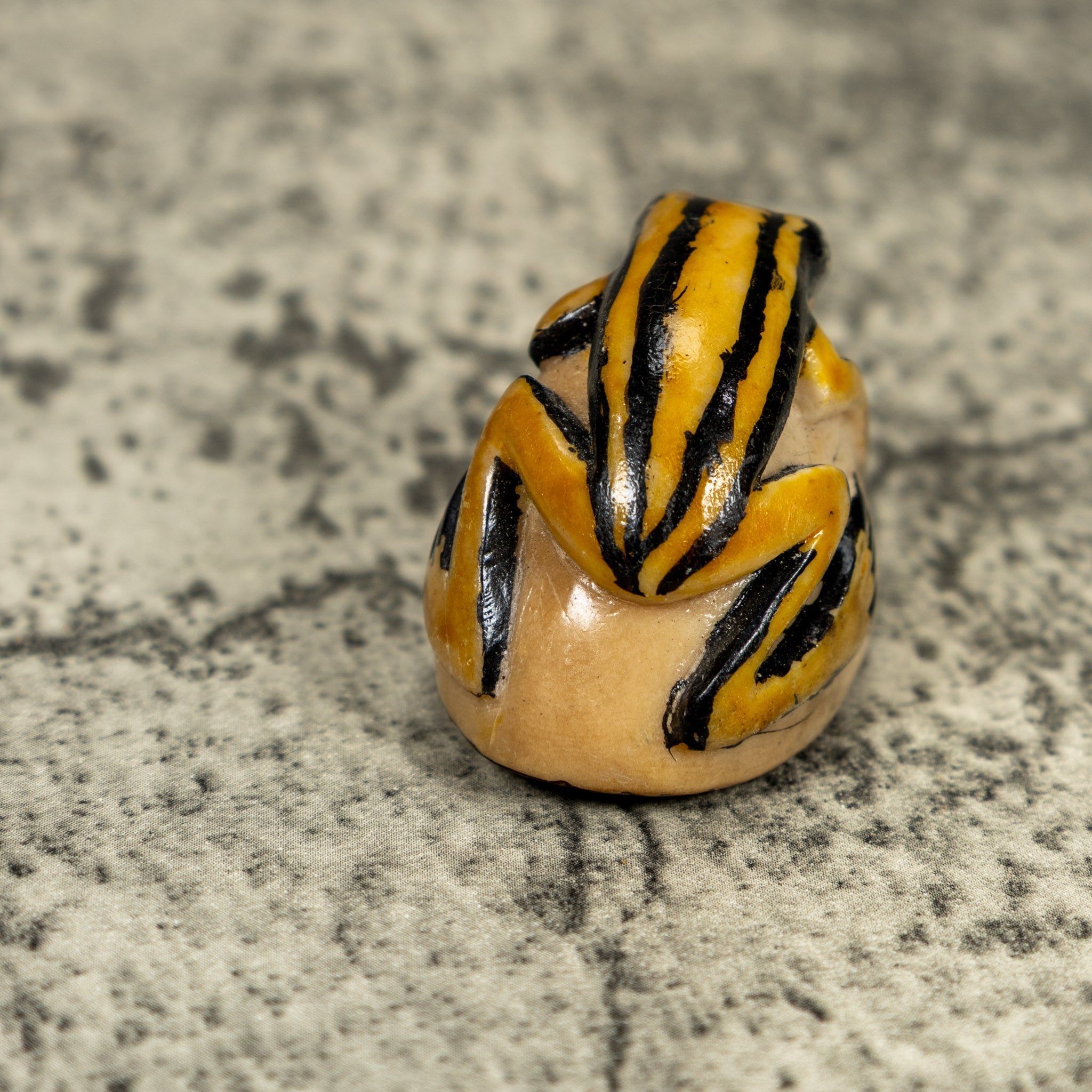 Vintage Black And Gold Rainforest Frog Tagua Carving