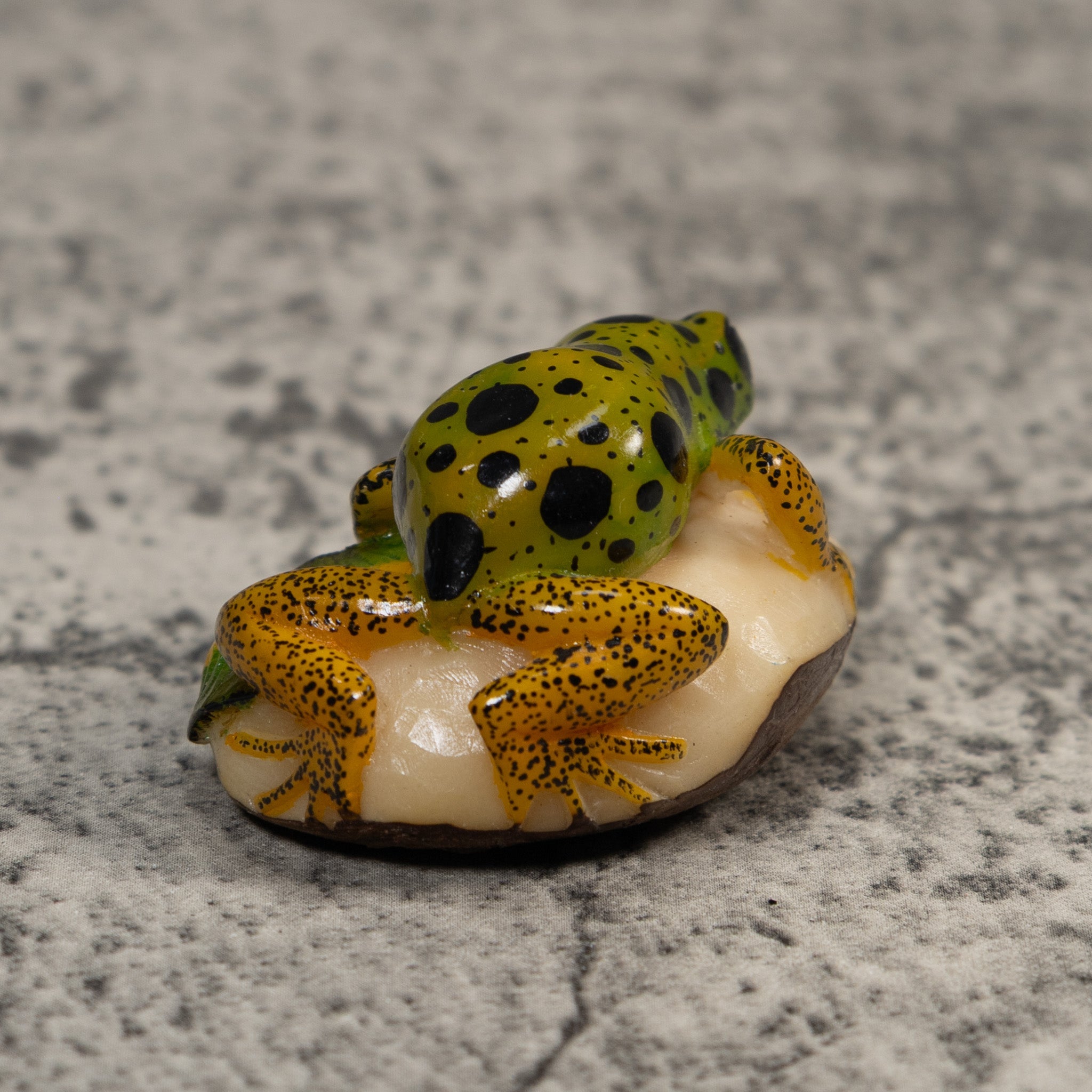 Green Gold And Black Poison Dart Frog Tagua Carving