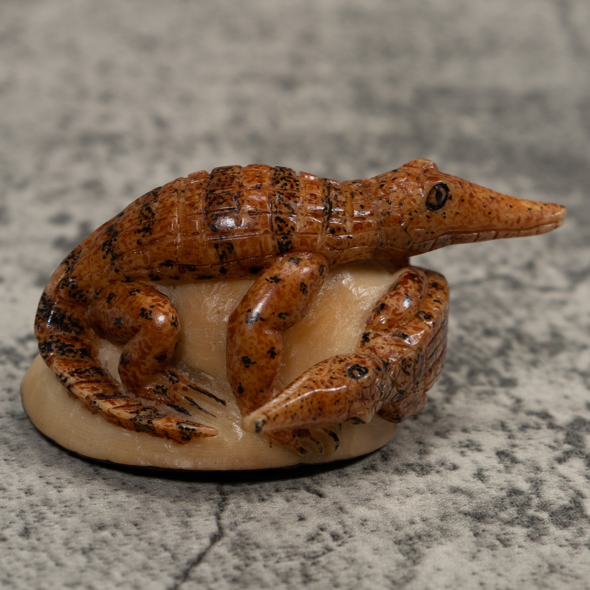 Double Alligator Crocodile Tagua Carving