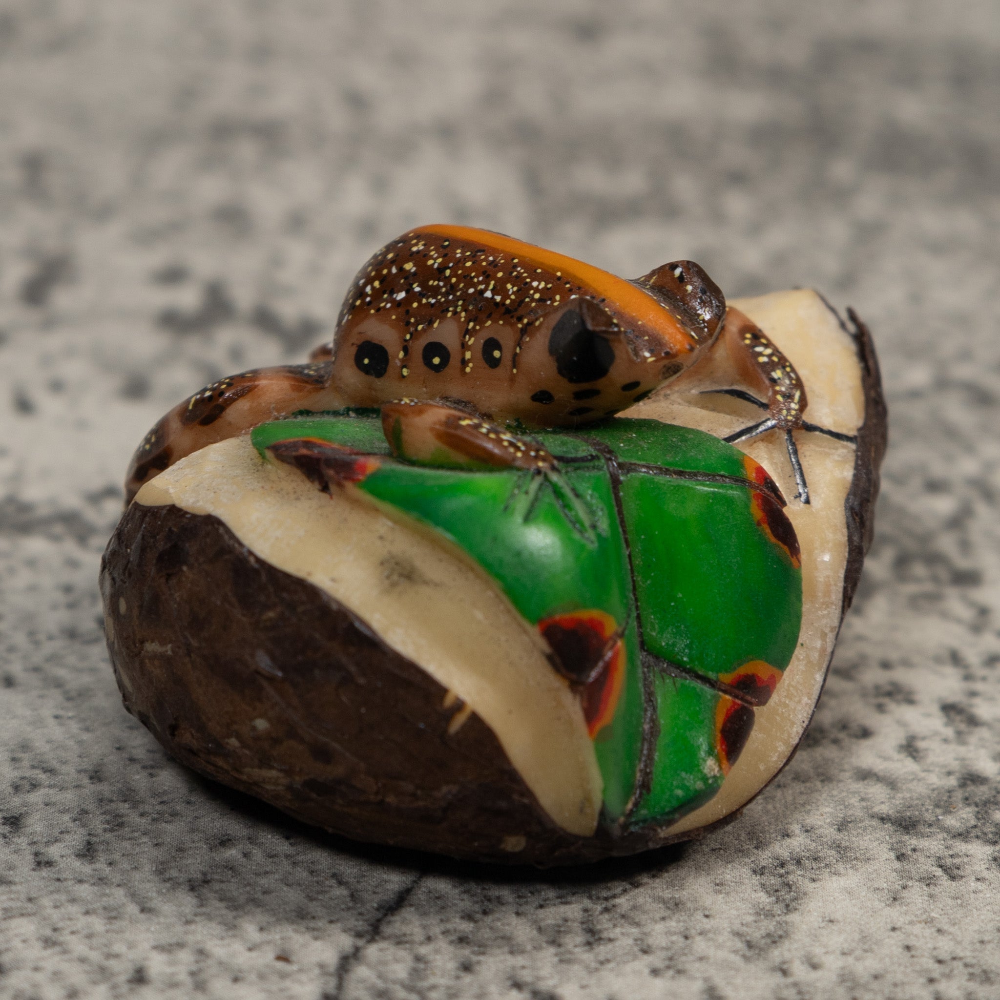 Brown And Orange Poison Dart Frog Tagua Carving