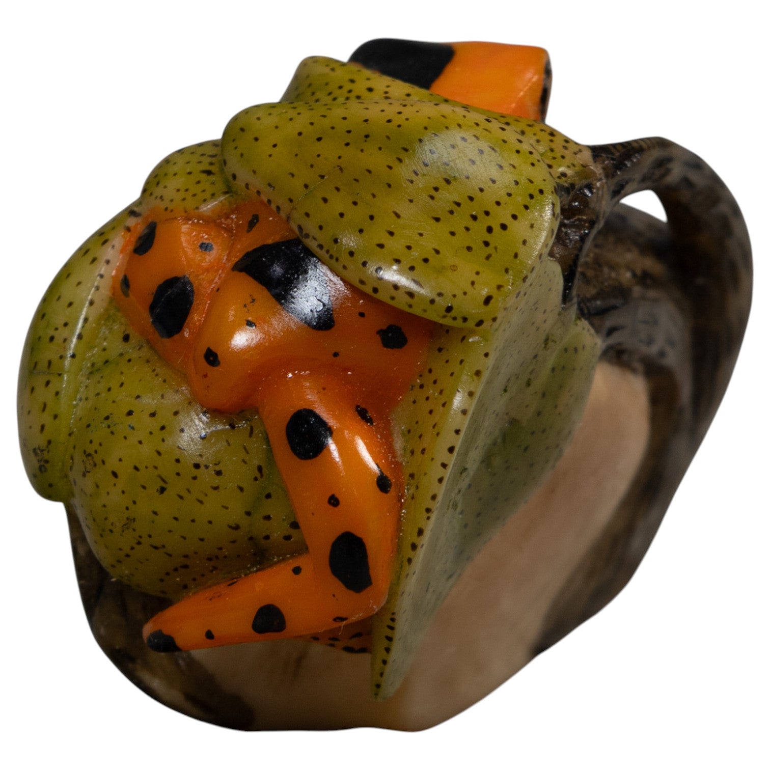 Gold And Black Poison Dart Frog Tagua Carving