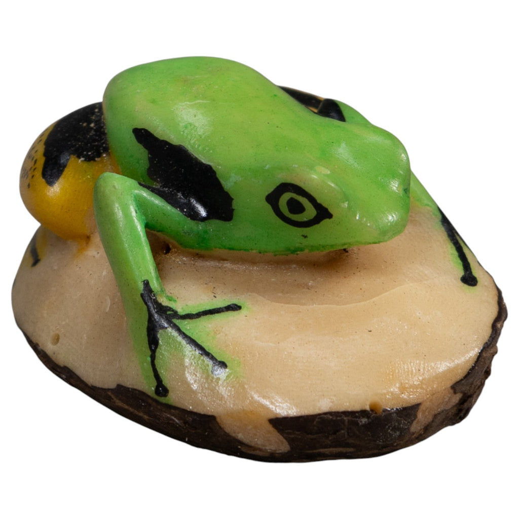 Green Gold And Black Poison Dart Frog Tagua Carving