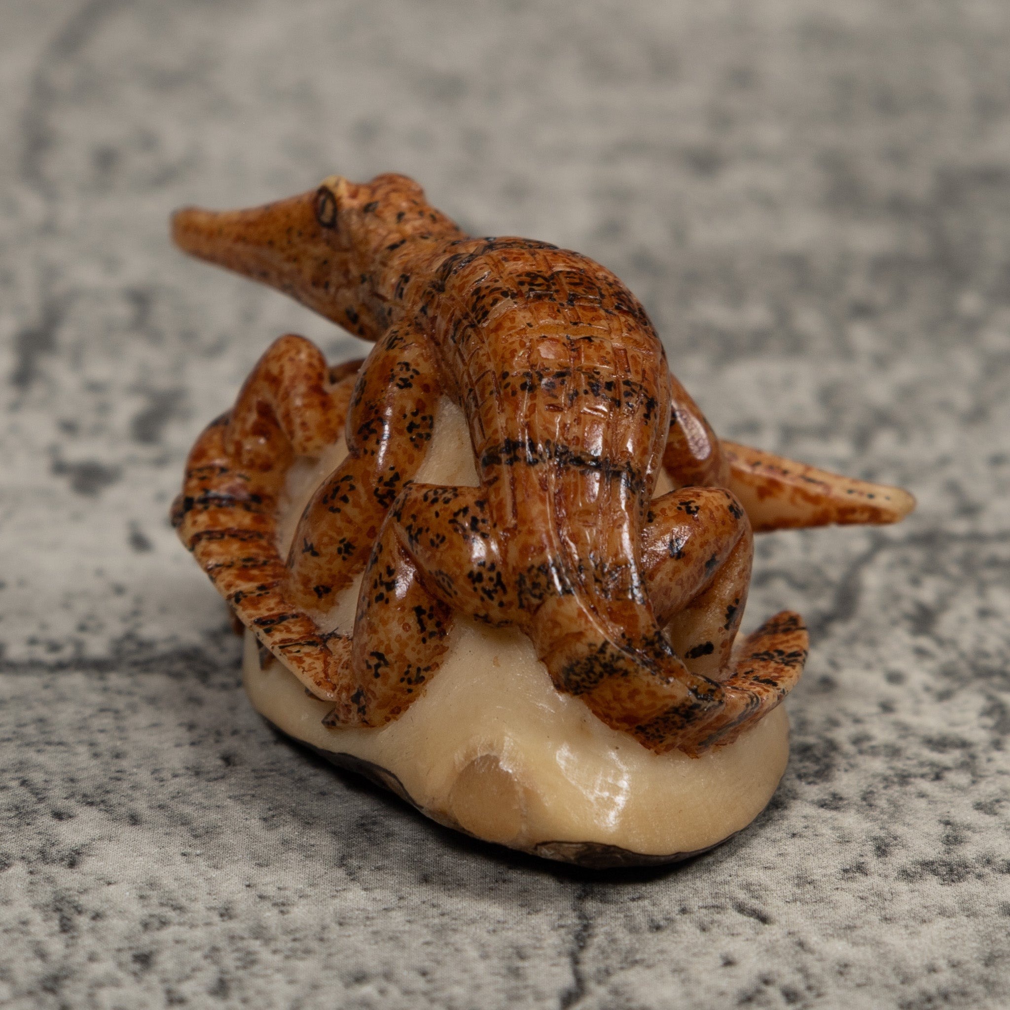 Double Alligator Crocodile Tagua Carving