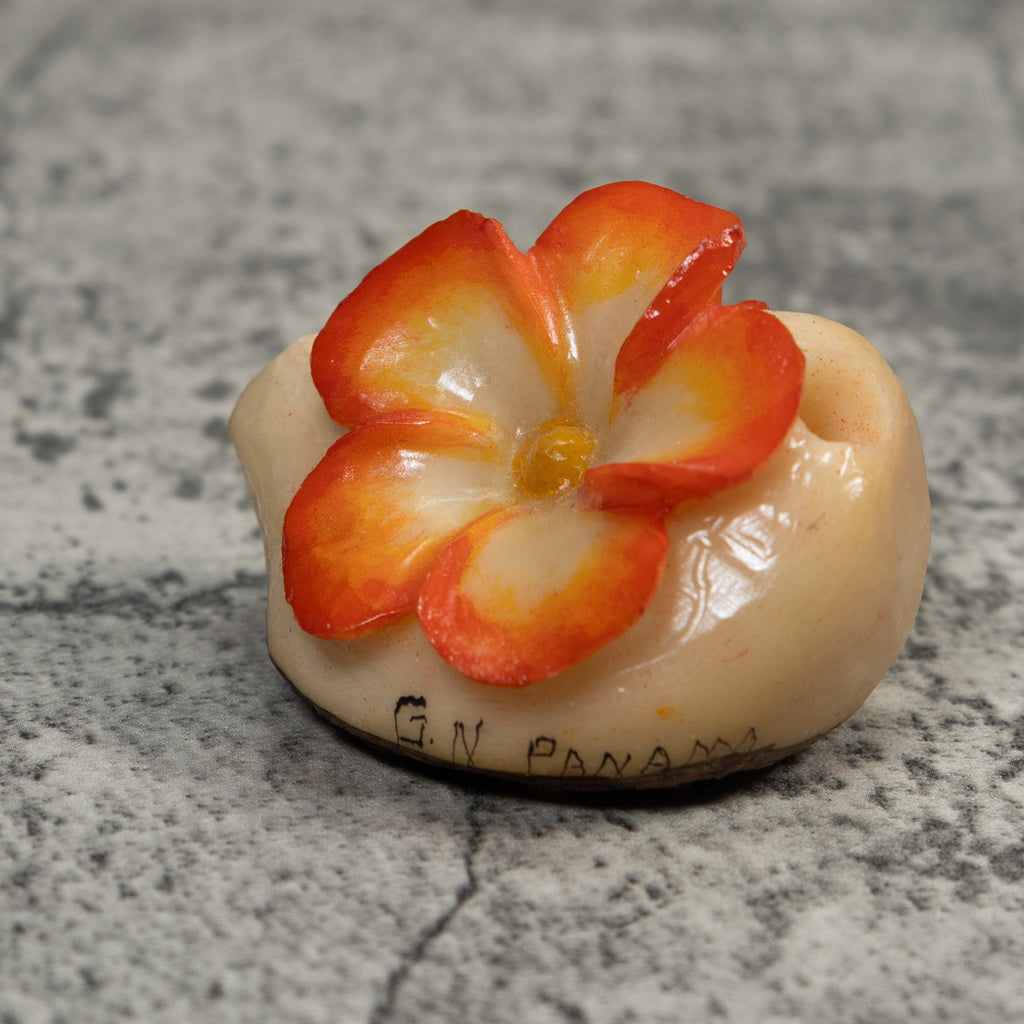Double Orange Flower Petals Tagua Carving