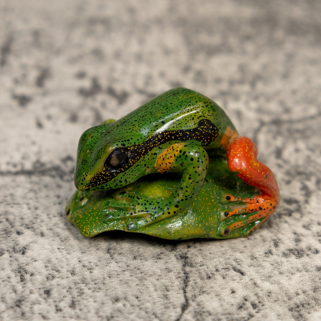 Orange Black And Green Poison Dart Frog Tagua Carving